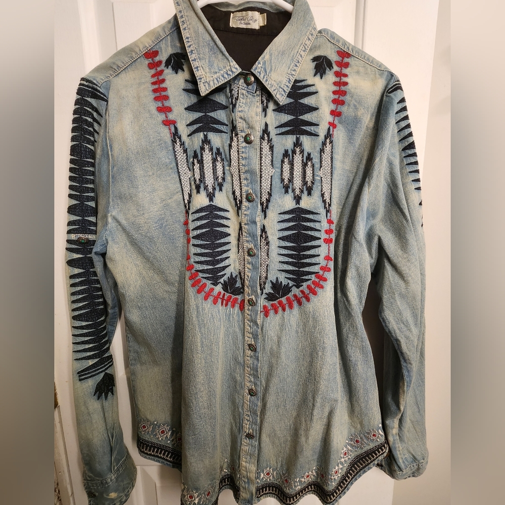 Tasha Polizzi Denim embroidered shirt